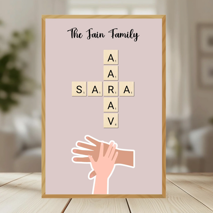 Family Crossword Puzzle Wall Frame wooden frame