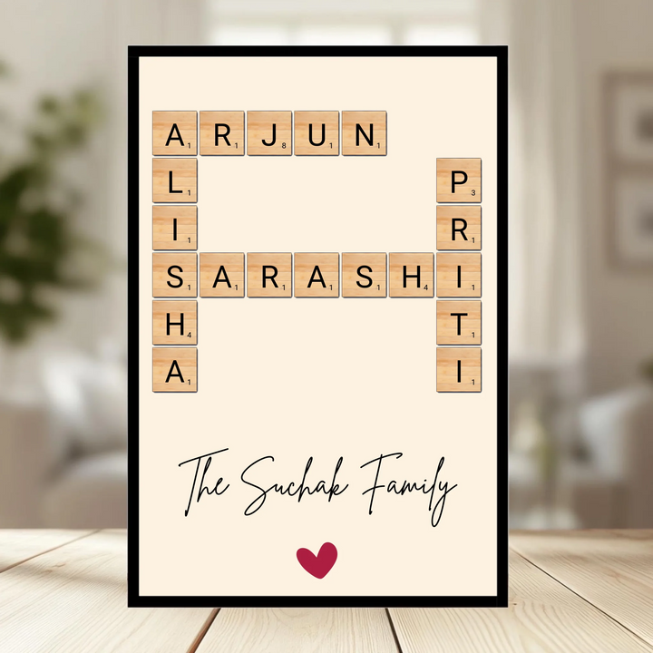 Family Crossword Wall Art – 15+ Customizable Theme Options