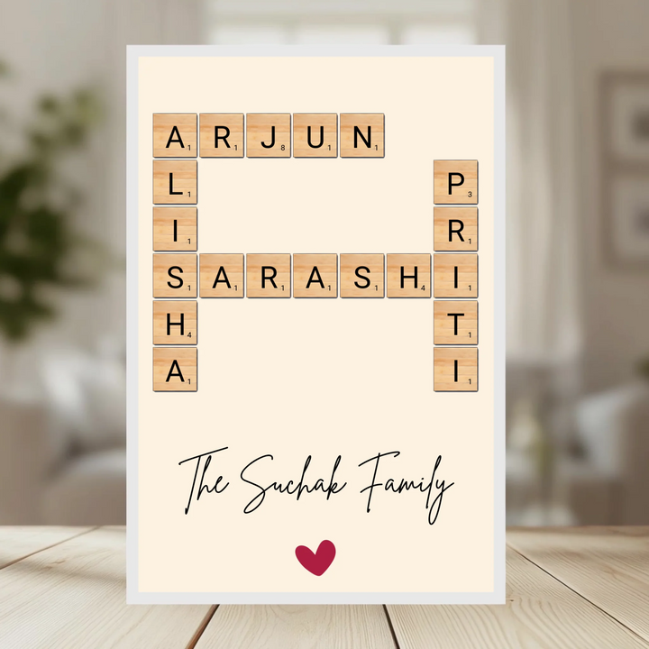Family Crossword Puzzle Wall Frame