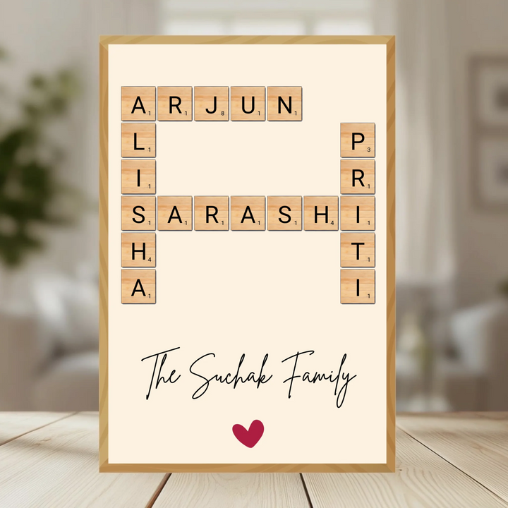 Family Crossword Puzzle Wall Frame wooden frame