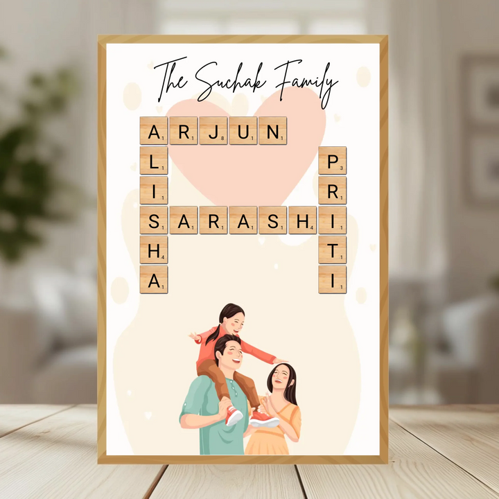 Family Crossword Puzzle Wall Frame wooden frame