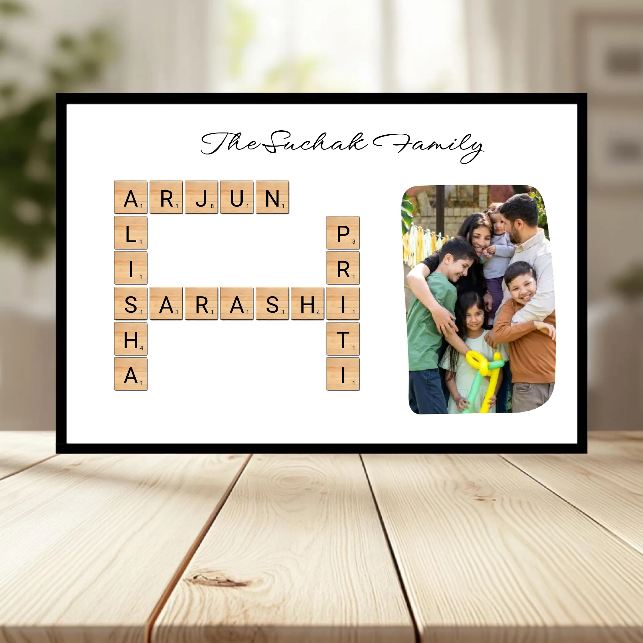 Family Crossword Puzzle Wall Frame wooden frame _ black horizontal