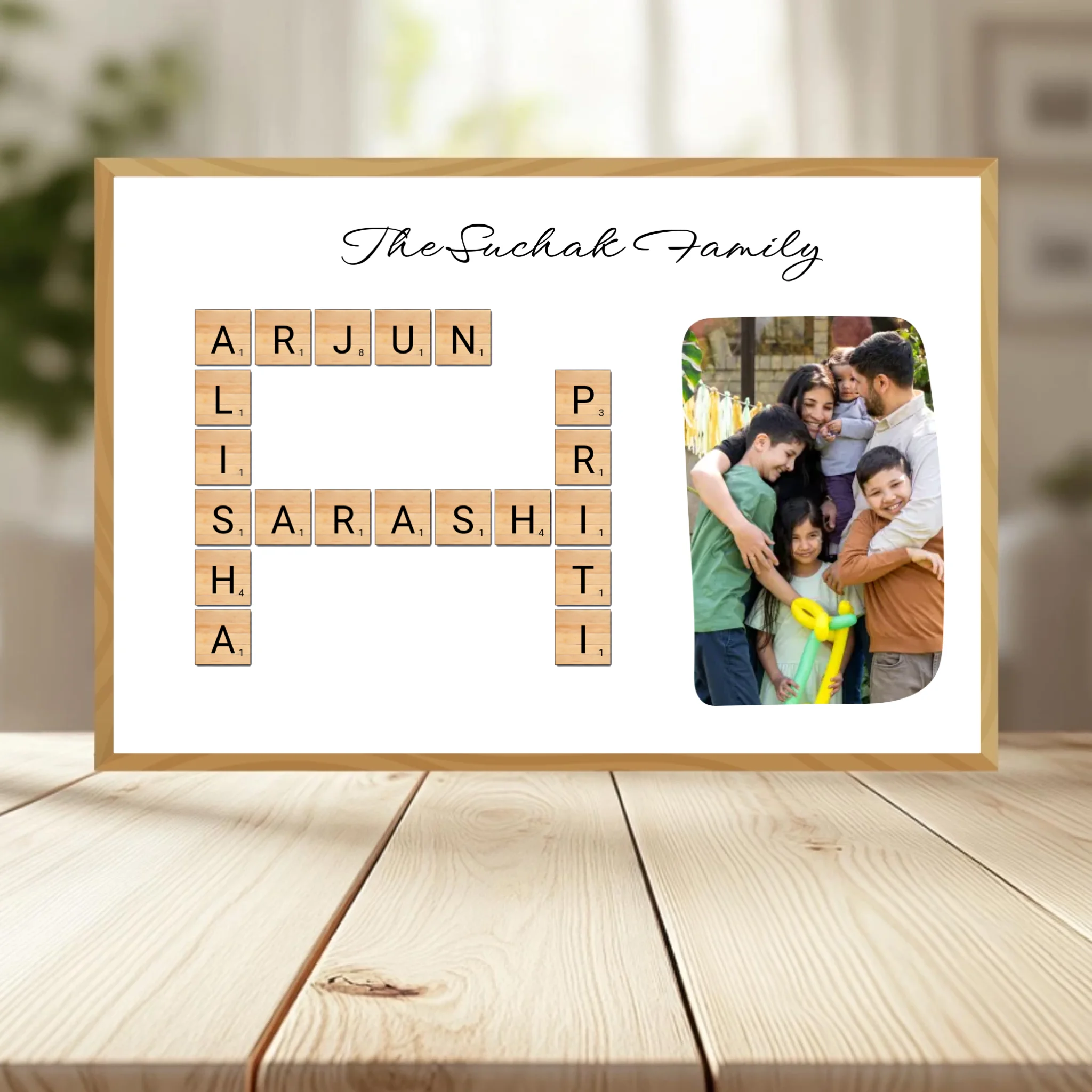 Family Crossword Puzzle Wall Frame wooden frame _ Wood horizontal
