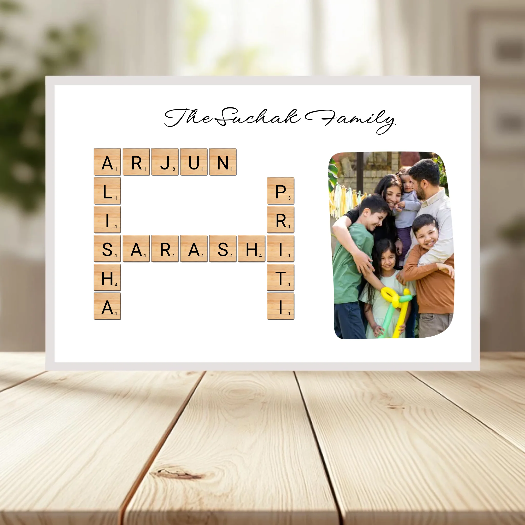 Family Crossword Puzzle Wall Frame wooden frame _ White horizontal