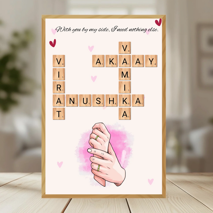 Family Crossword Puzzle Wall Frame wooden frame