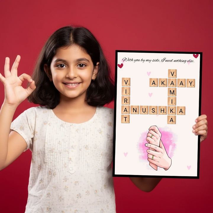 Couple & Family Bond Crossword Frame – A Symbol of Love & Togetherness