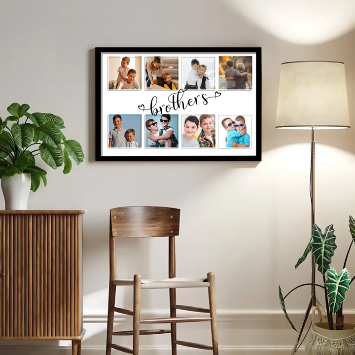 Personalised Brothers Script Plaque – Custom Photo Collage Gift