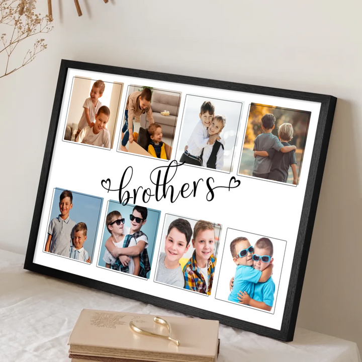 Personalised Brothers Script Plaque – Custom Photo Collage Gift