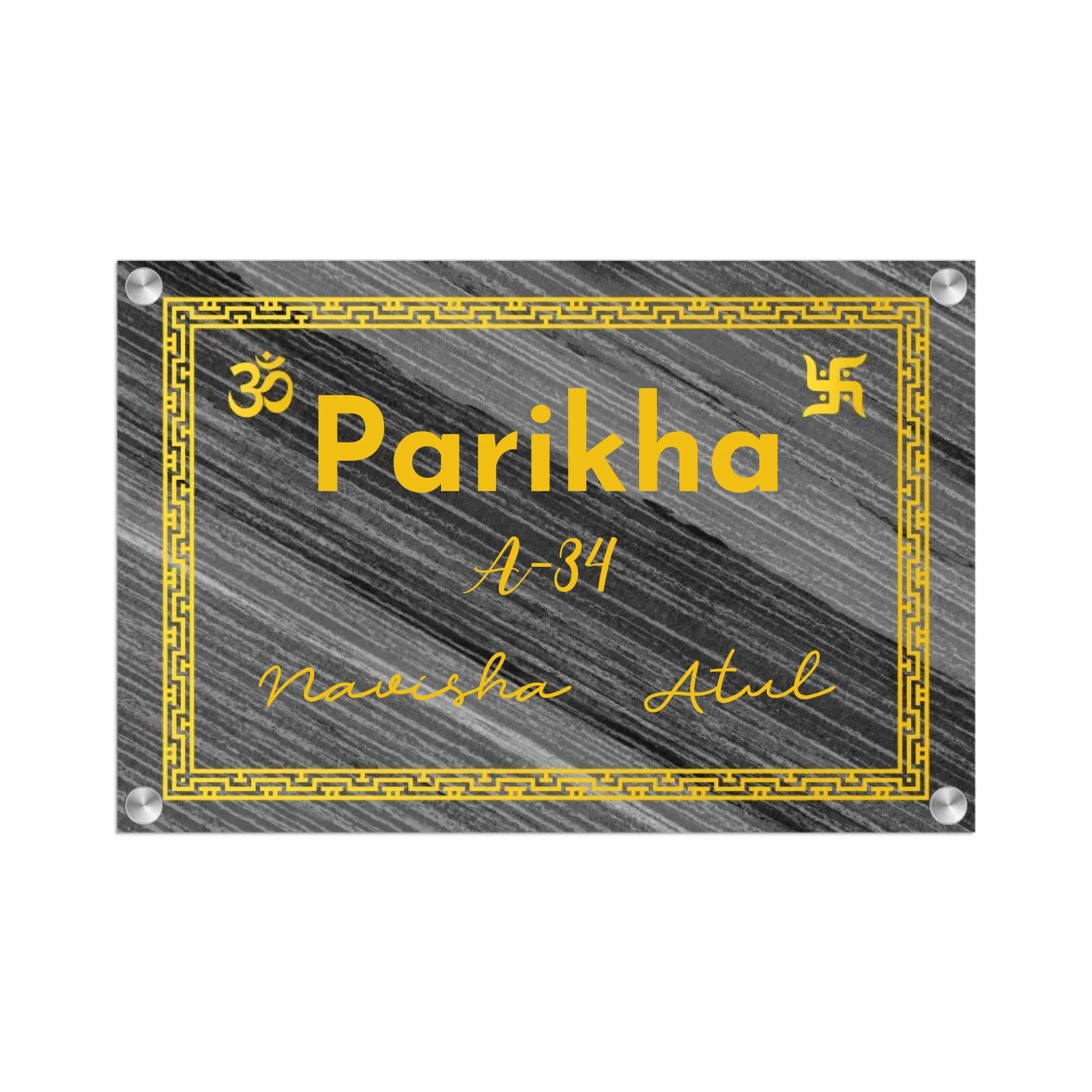 Acrylic Name Plate Grey Background 2