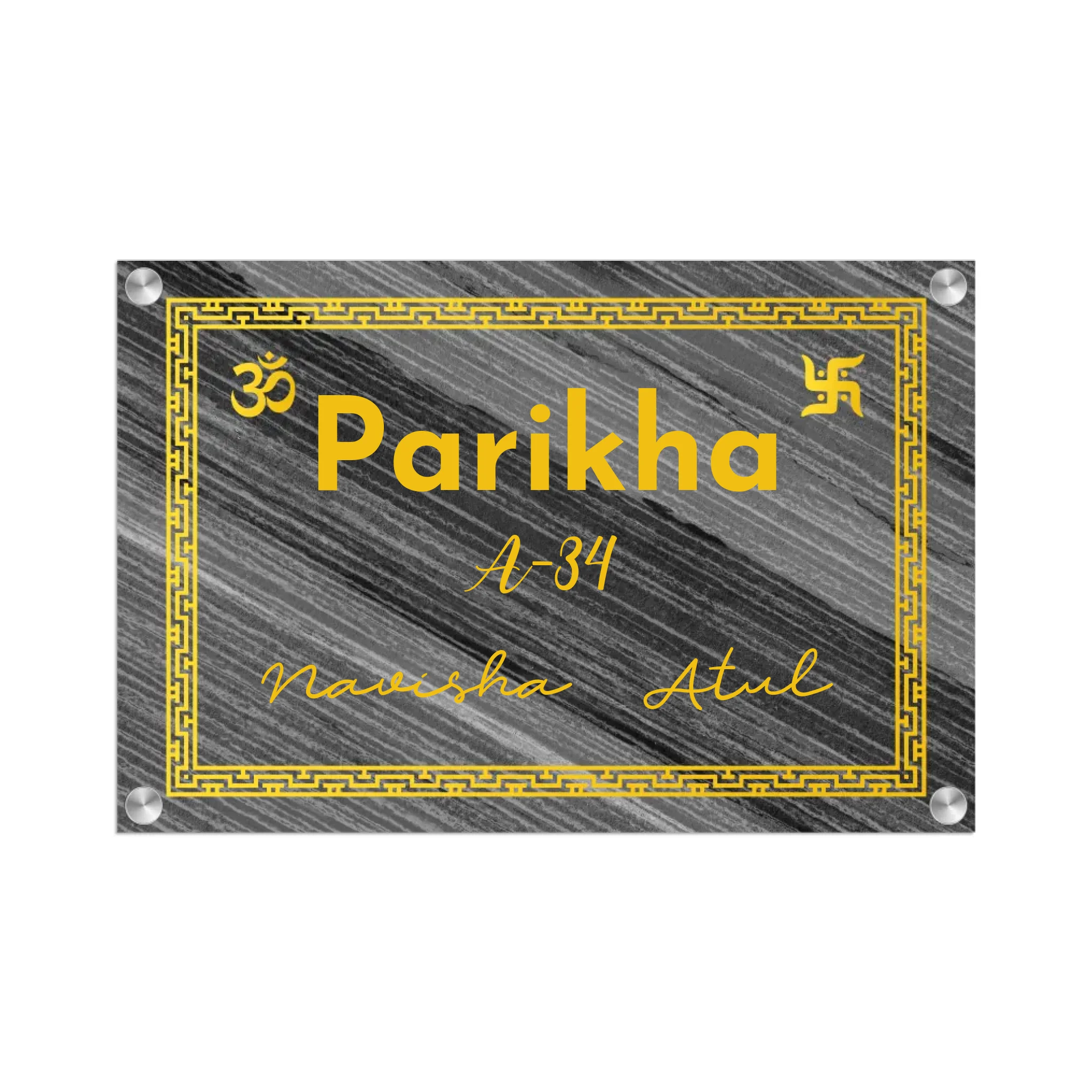 Acrylic Name Plate Grey Background 2