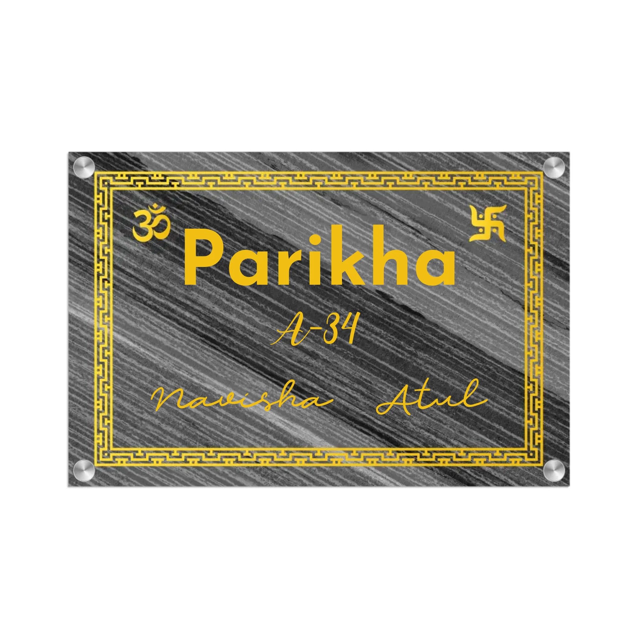 Acrylic Name Plate Grey Background 2