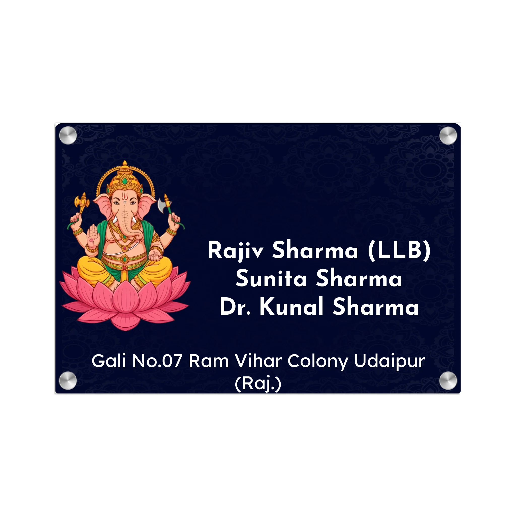 Acrylic Name Plate Grey Background 2
