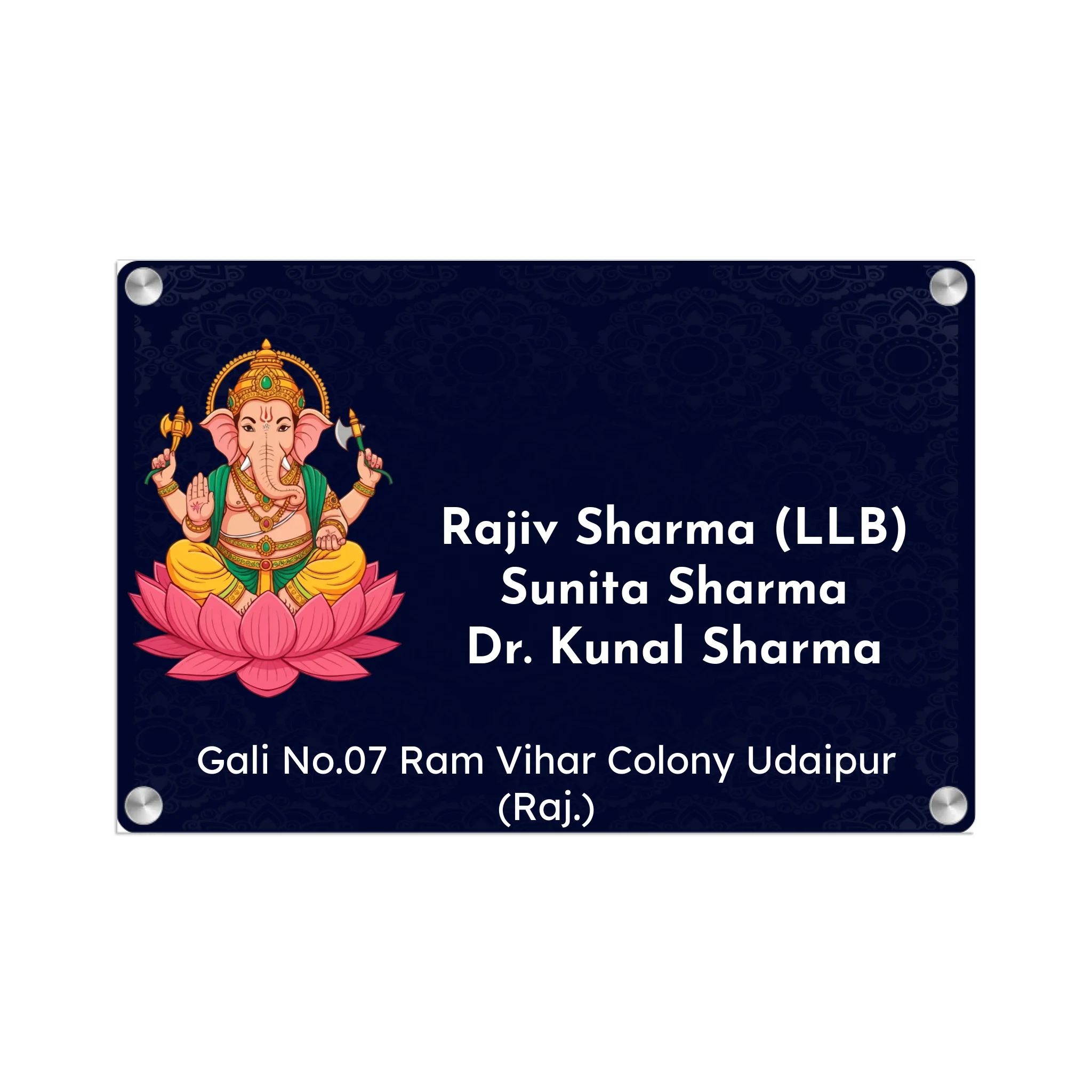 Acrylic Name Plate Grey Background 2