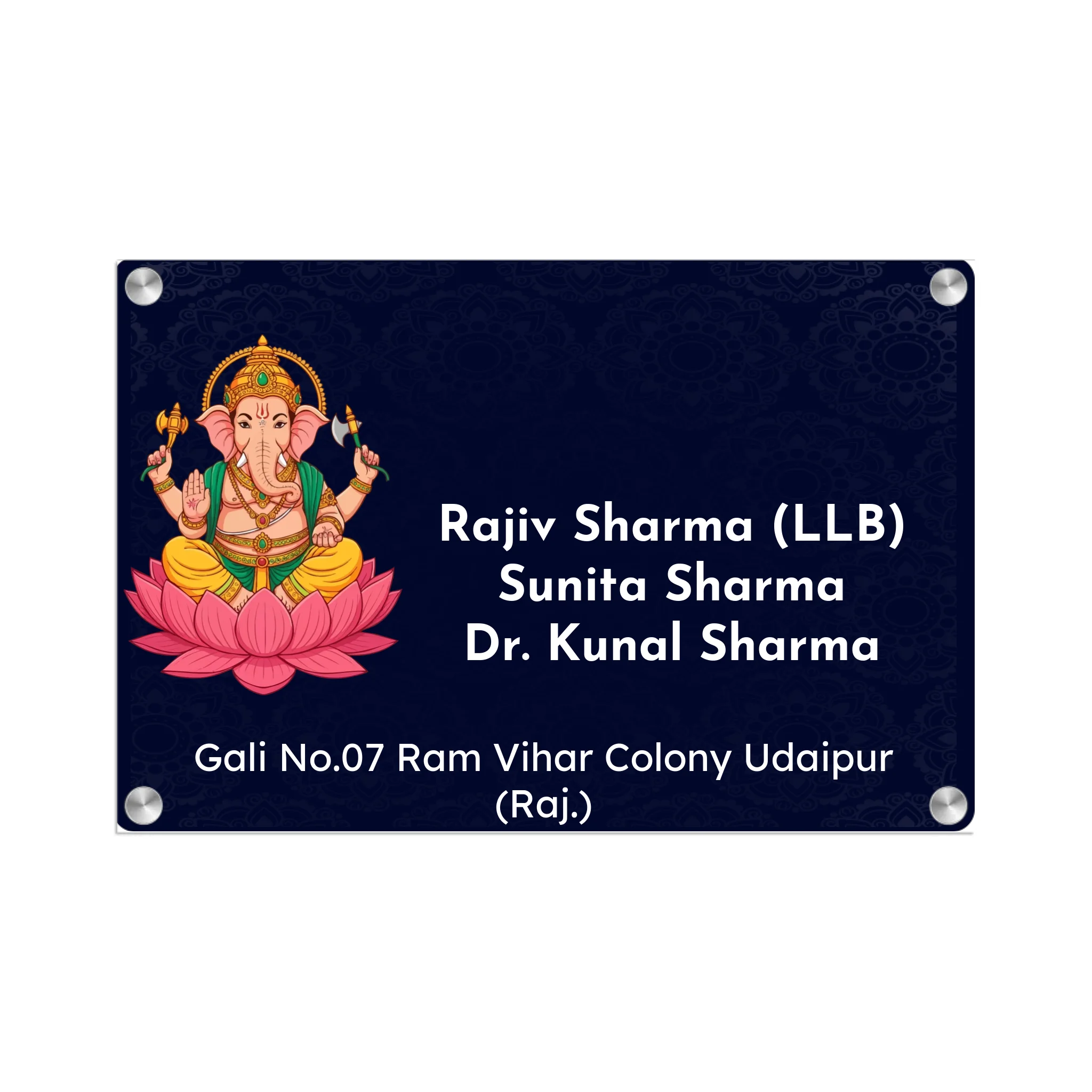 Acrylic Name Plate Grey Background 2
