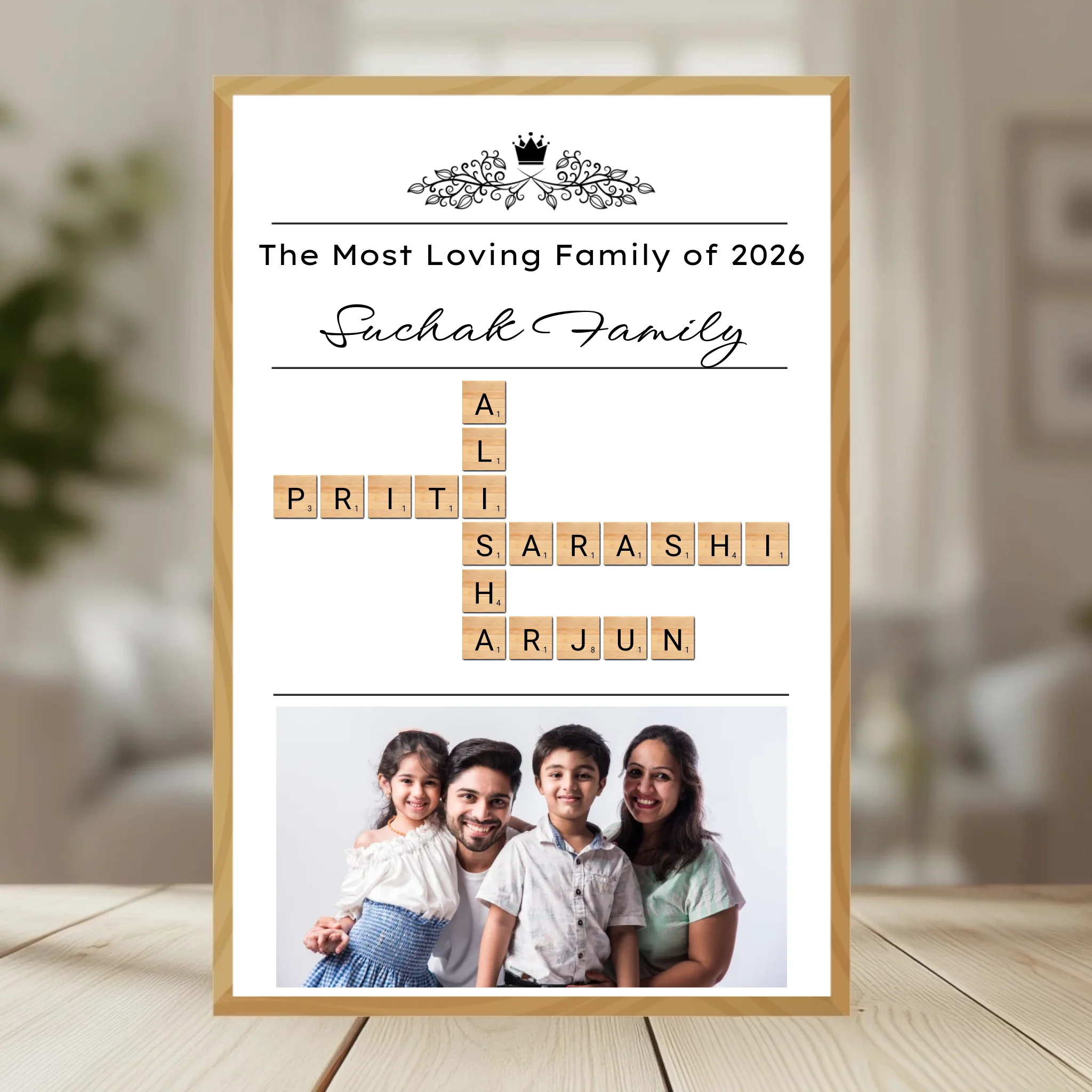 Family Crossword Puzzle Wall Frame wooden frame
