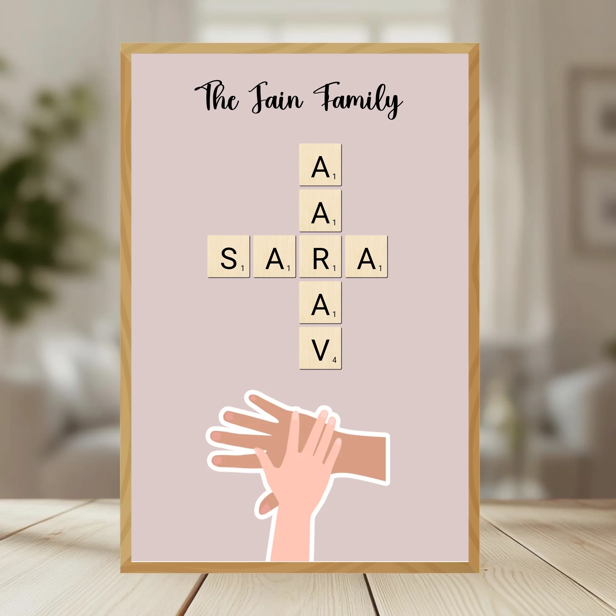 Family Crossword Puzzle Wall Frame wooden frame