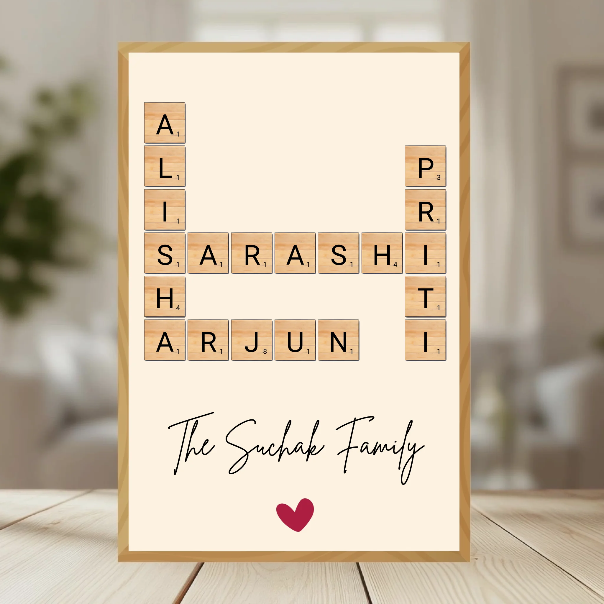 Family Crossword Puzzle Wall Frame wooden frame