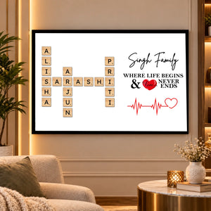 Warm Living Room Family Crossword Display