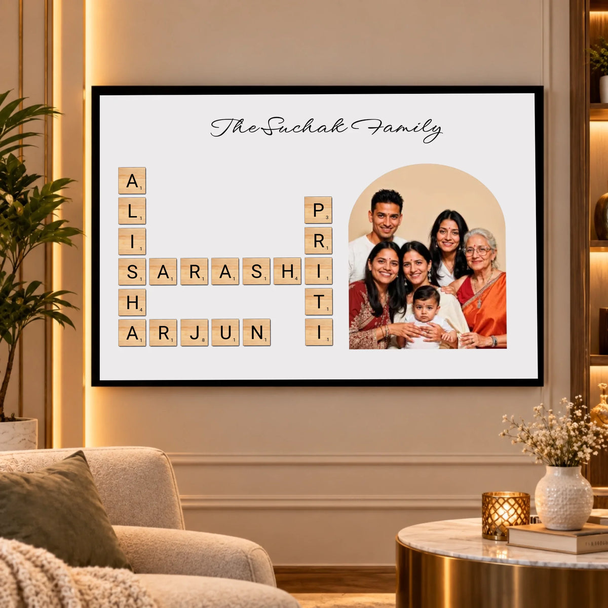 Warm Living Room Family Crossword Display