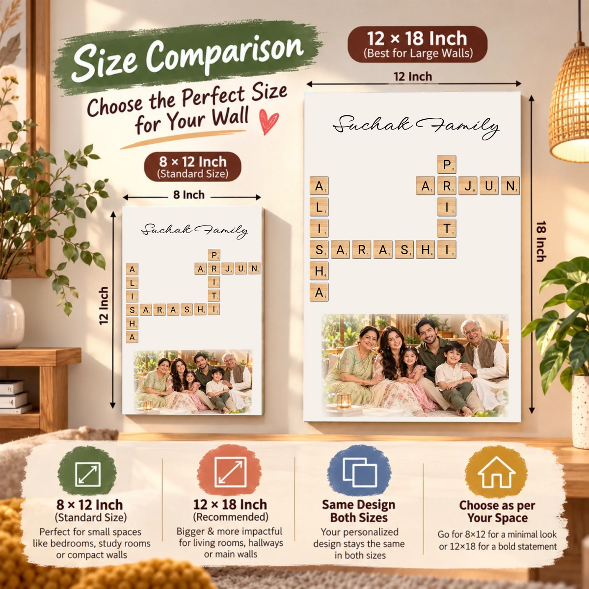 Cozy Family Print Size Comparison