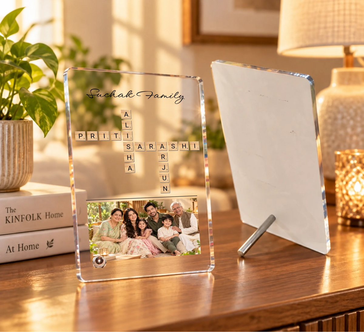 Sunlit Acrylic Frames on a Cozy Tabletop