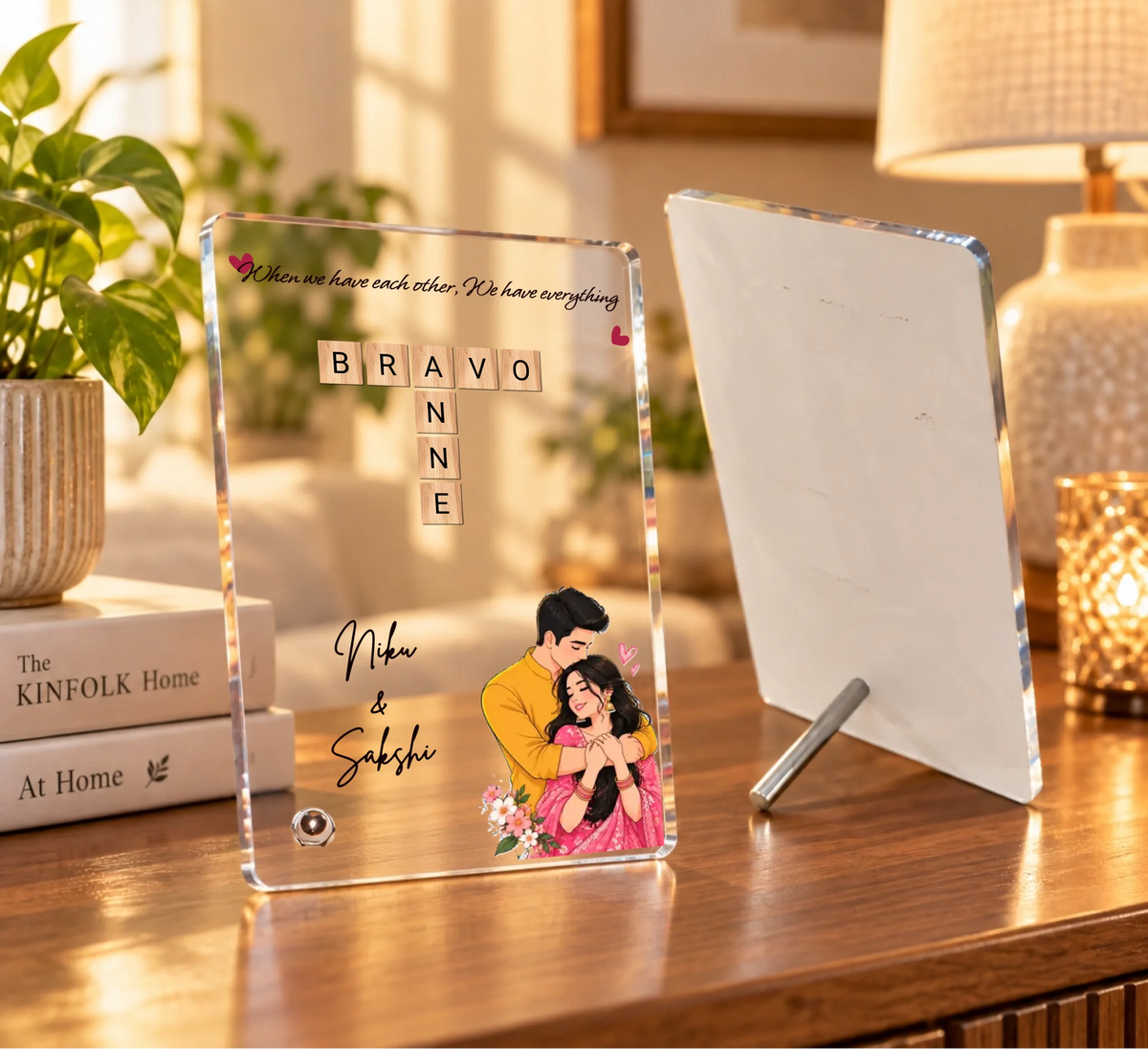 Sunlit Acrylic Frames on a Cozy Tabletop