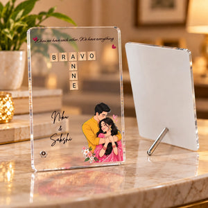Warm Acrylic Frames on Marble Countertop
