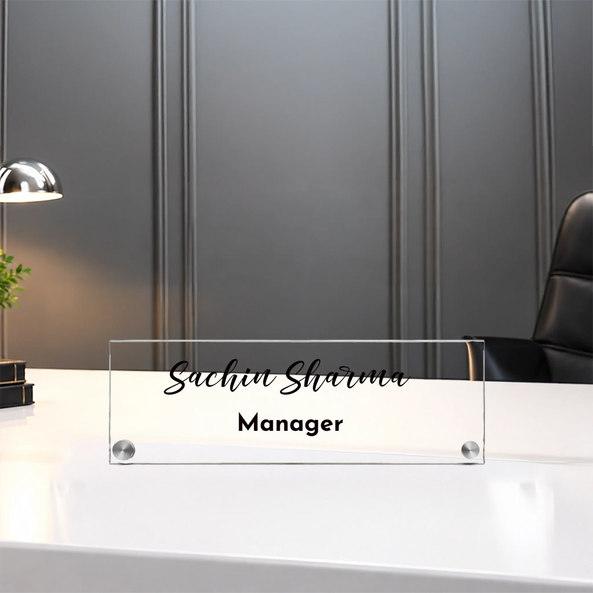 Personalized Acrylic Desk Name Plate with Metal Studs – 5mm Thick (2)