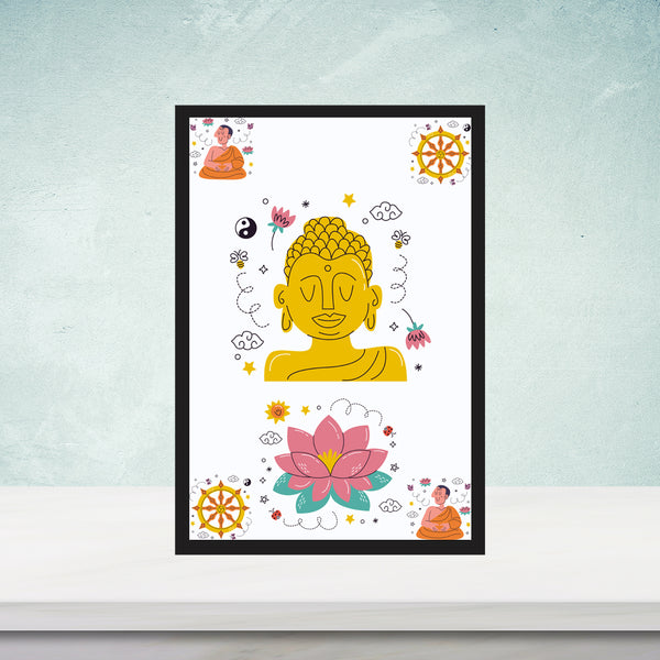 Buddha Spiritual Awakening Art Print - Meditation Wall Decor - Vibrant Lotus Artwork
