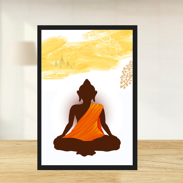 Buddha Meditation Art Print - Spiritual Awakening Wall Decor with Yellow Accents
