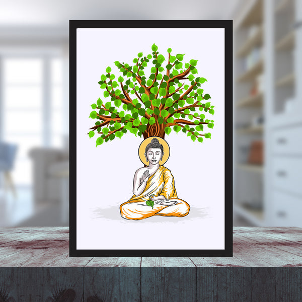 Buddha and Tree of Life Art Print - Meditation Wall Decor - Spiritual Awakening